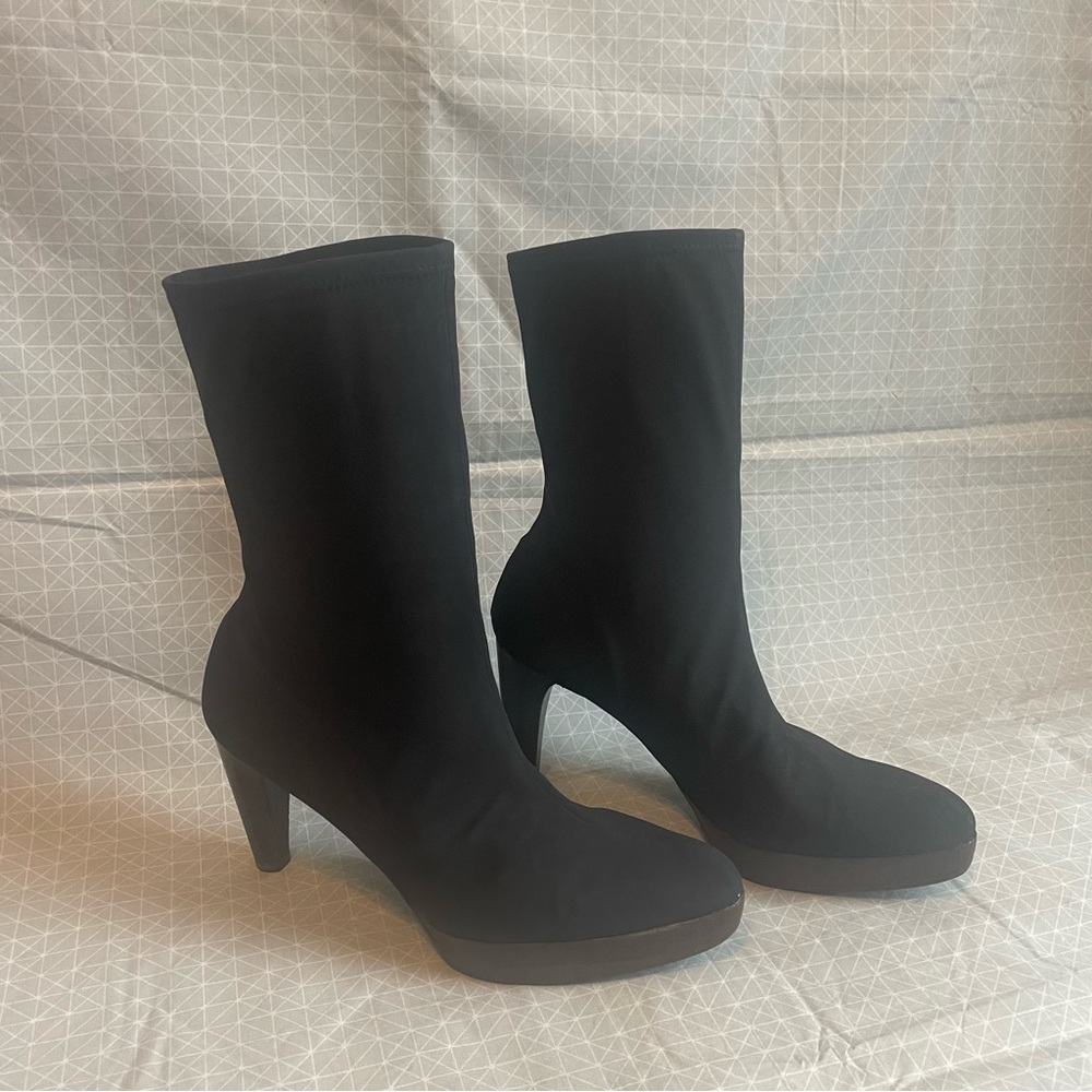 Stuart Weitzman Em Stretch Platform Mid‎ Calf Heeled Boots 9